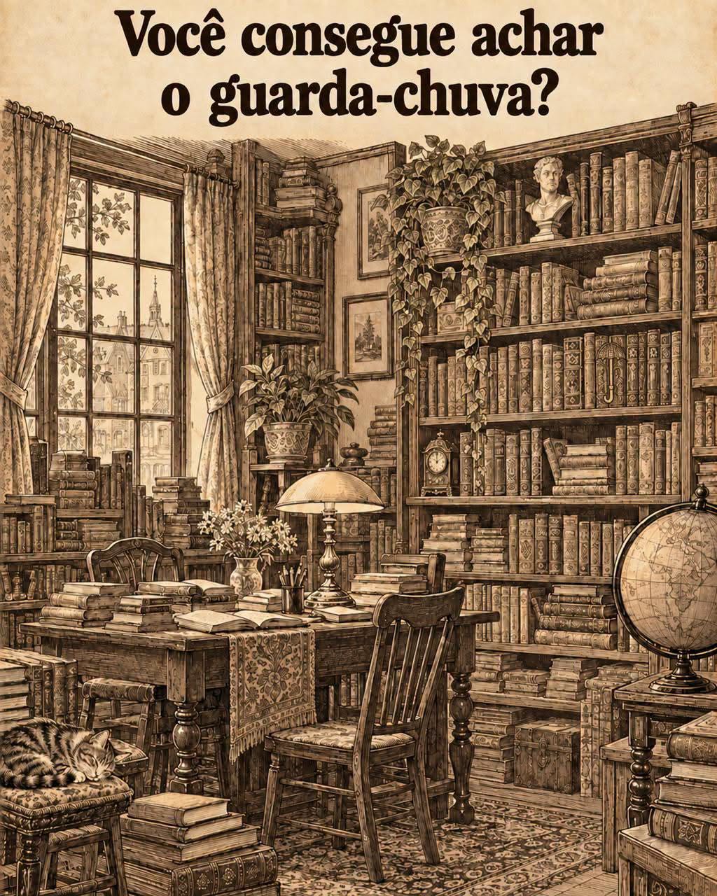 Você consegue encontrar o guarda-chuva escondido? Teste sua atenção