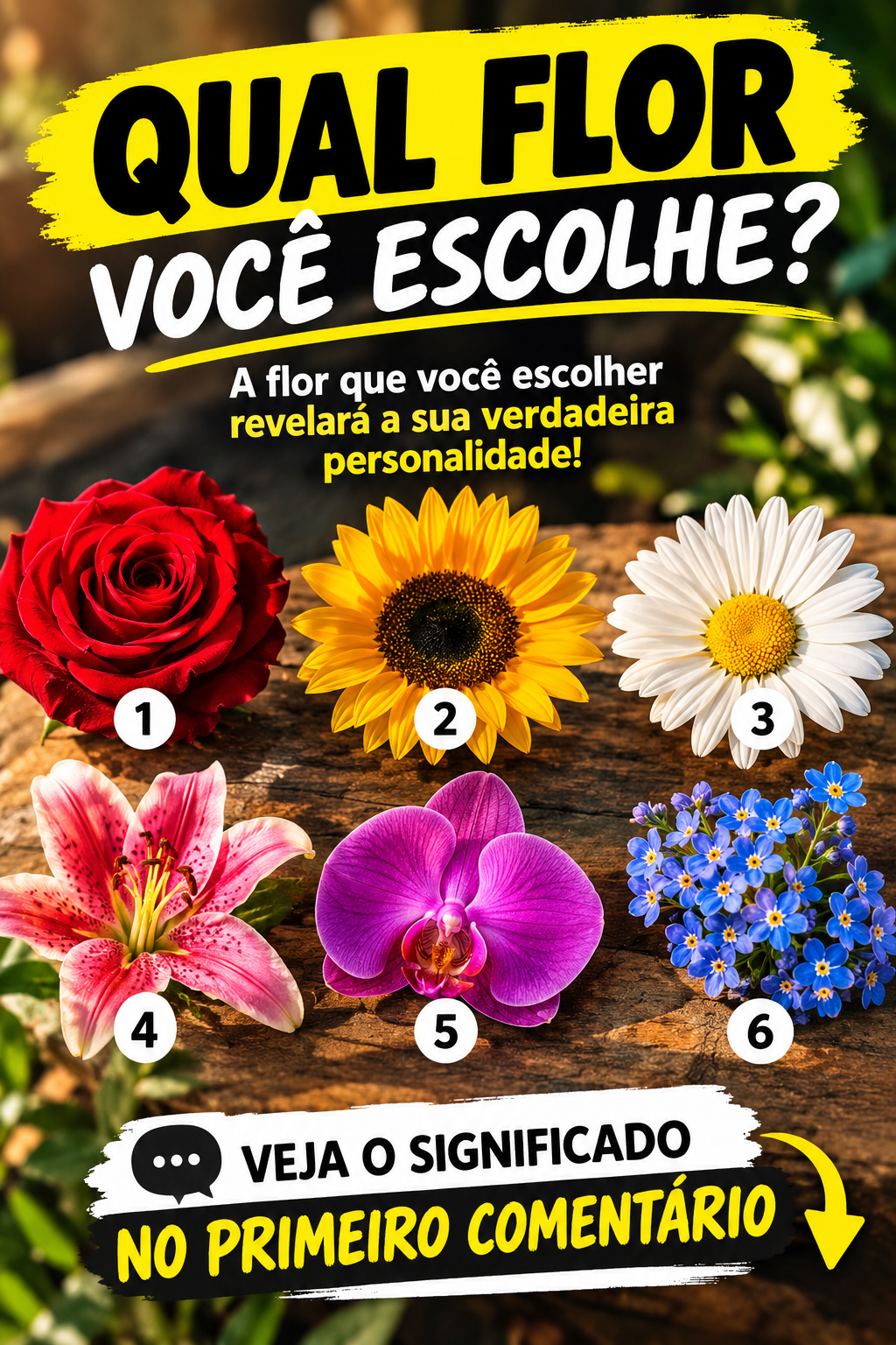 Qual dessas flores chama mais sua atenção? Sua escolha pode revelar algo sobre seu momento emocional